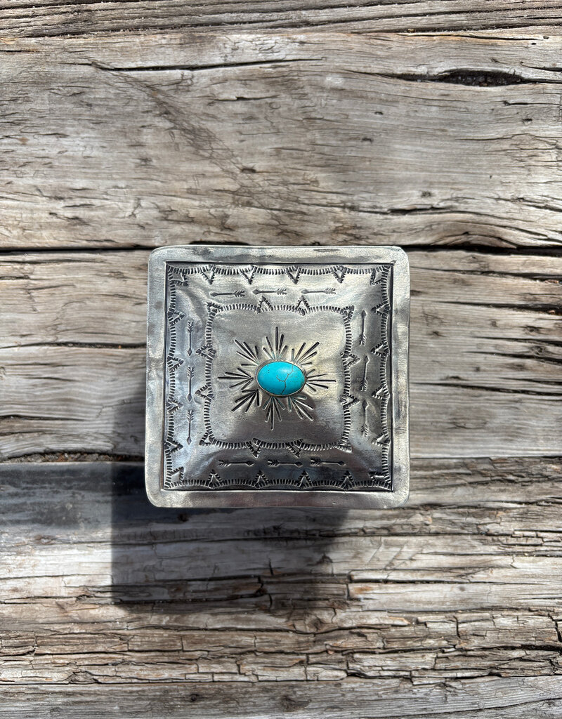 J. Alexander Small Stamped Box w/ Turquoise