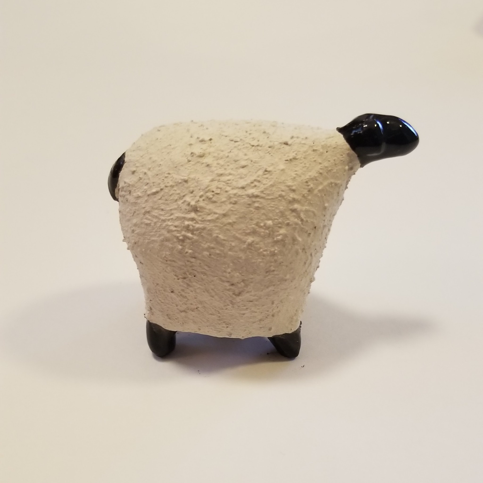 Crackle Sheep: White (raku fired)