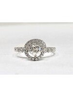 14KW 3.1g 1.00ctw (.50ctr) I/SI2 Old Mine Cut Diamond Spiral Halo Engagement Ring (size 7)
