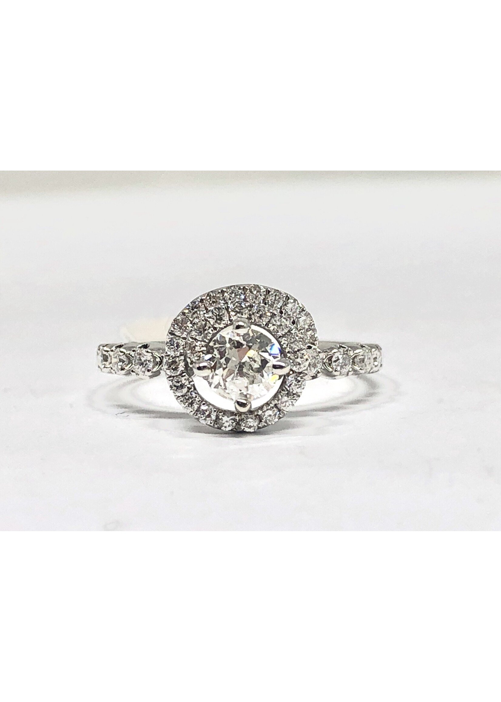 14KW 3.1g 1.00ctw (.50ctr) I/SI2 Old Mine Cut Diamond Spiral Halo Engagement Ring (size 7)