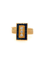 18K YELLOW GOLD 0.65CTW SAPPHIRE/DIAMOND ESTATE RING