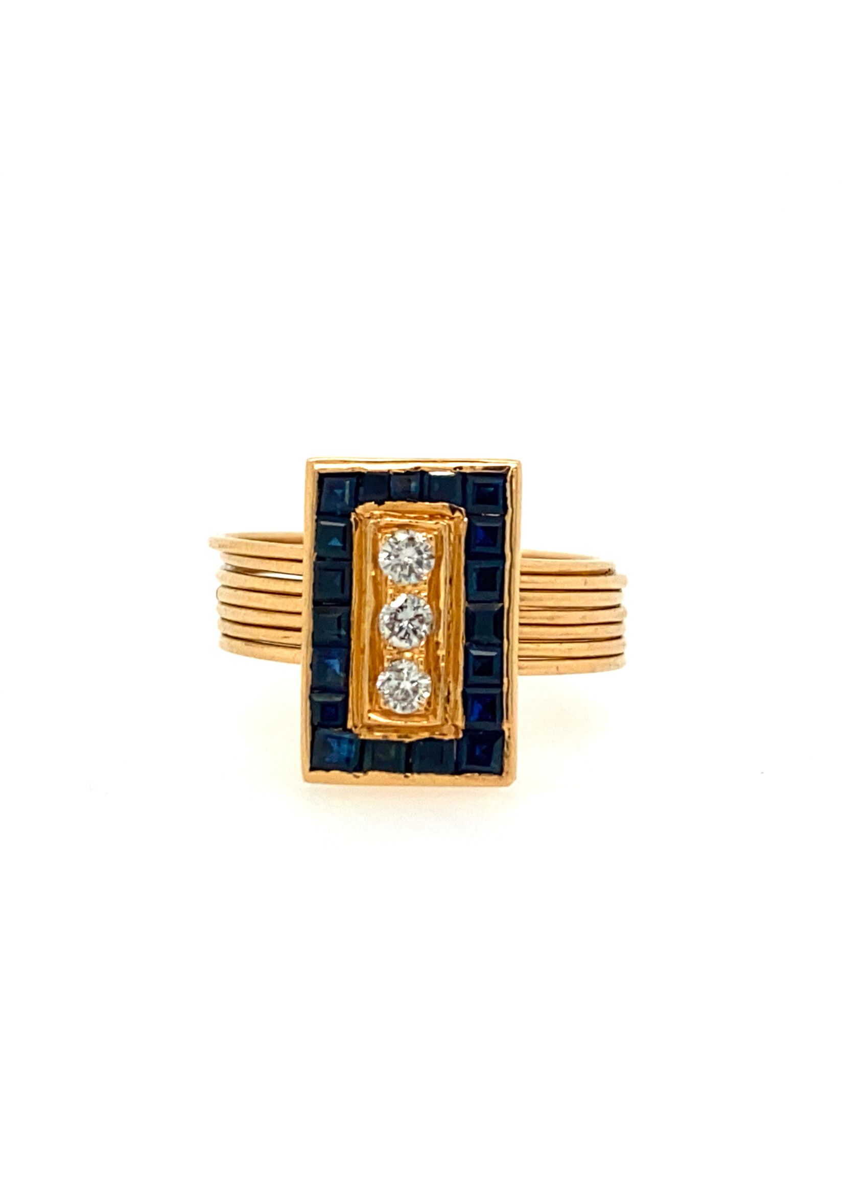 18K YELLOW GOLD 0.65CTW SAPPHIRE/DIAMOND ESTATE RING