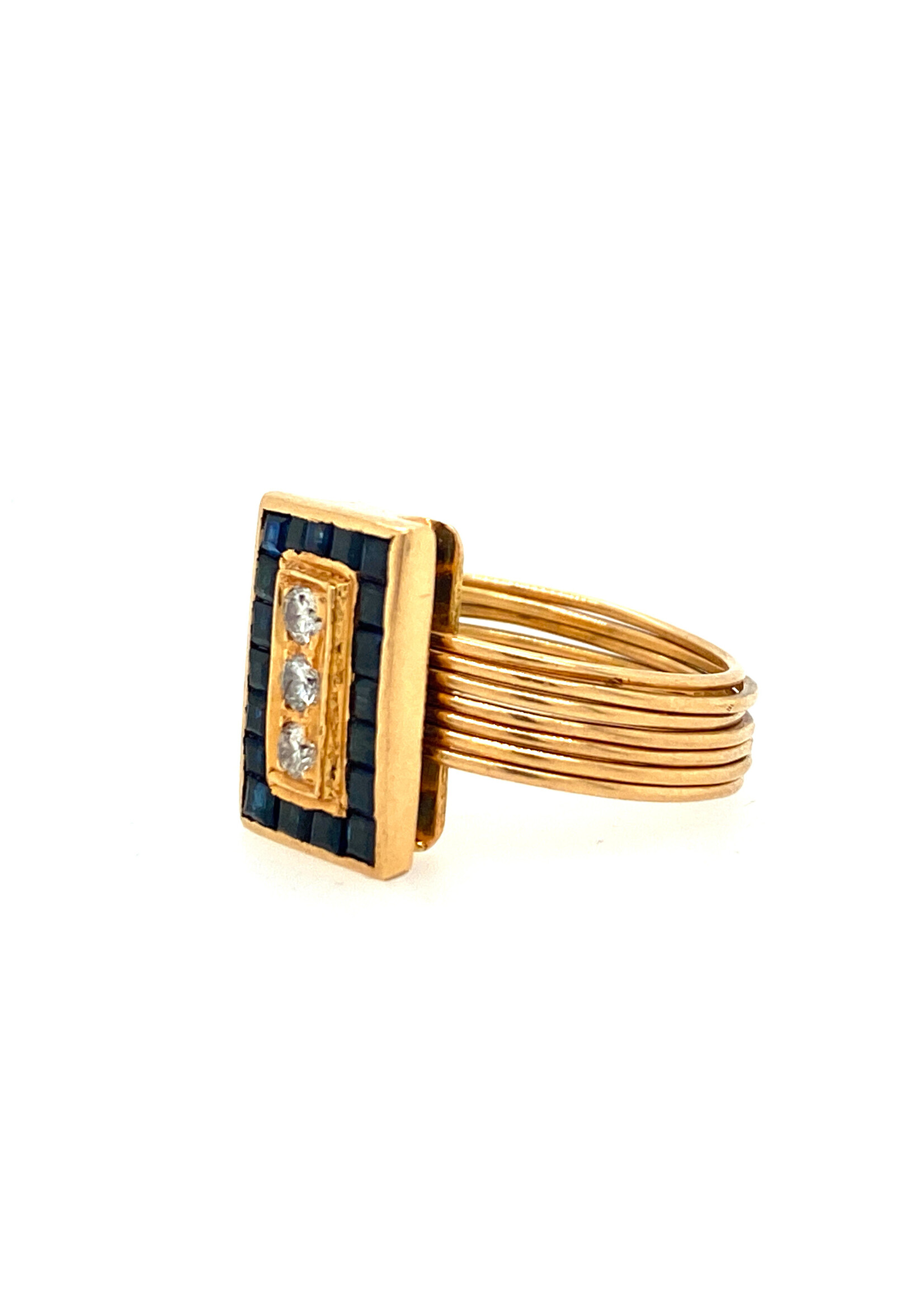 18K YELLOW GOLD 0.65CTW SAPPHIRE/DIAMOND ESTATE RING