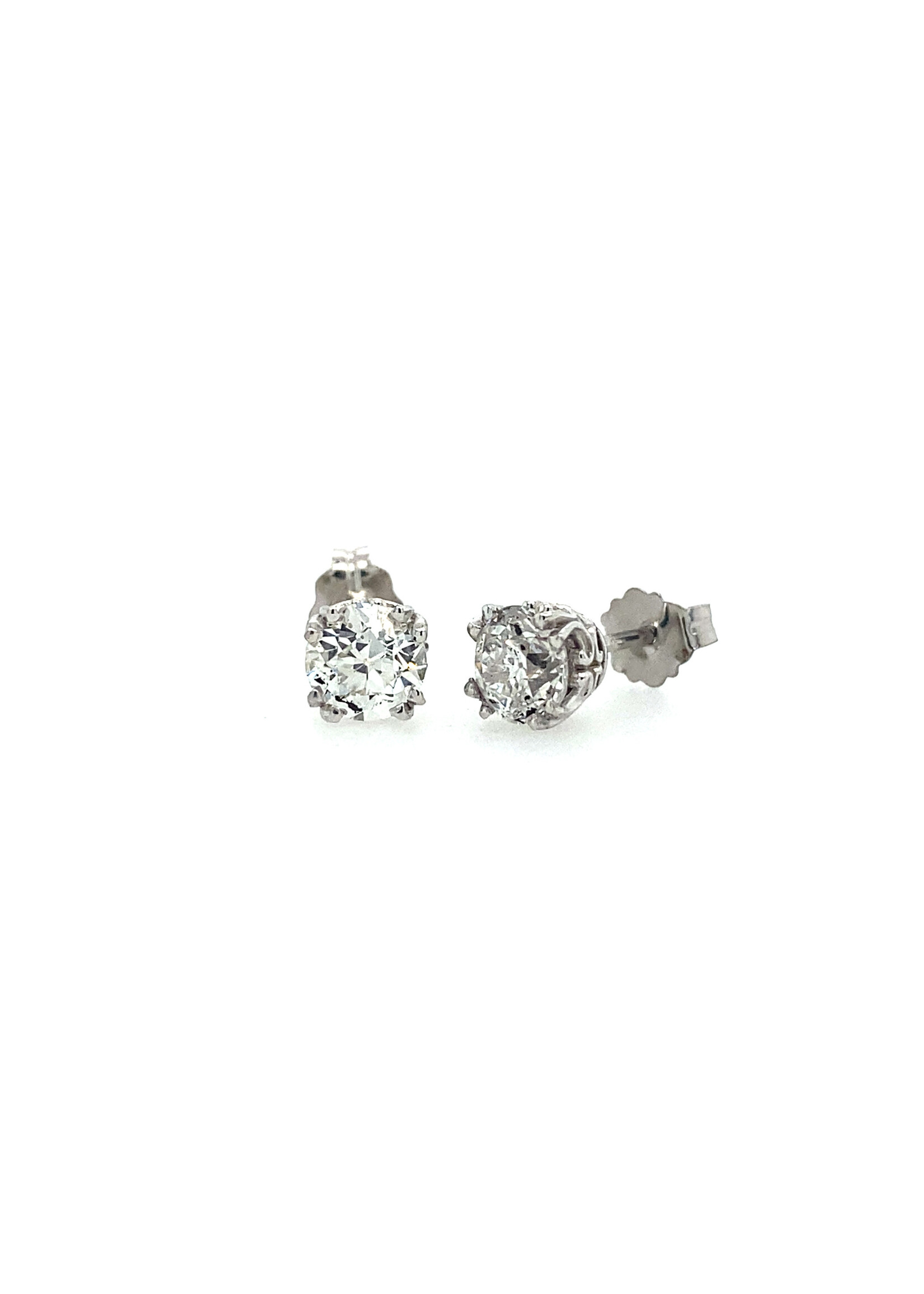 14KW 0.92CTW EURO DIAMOND STUDS