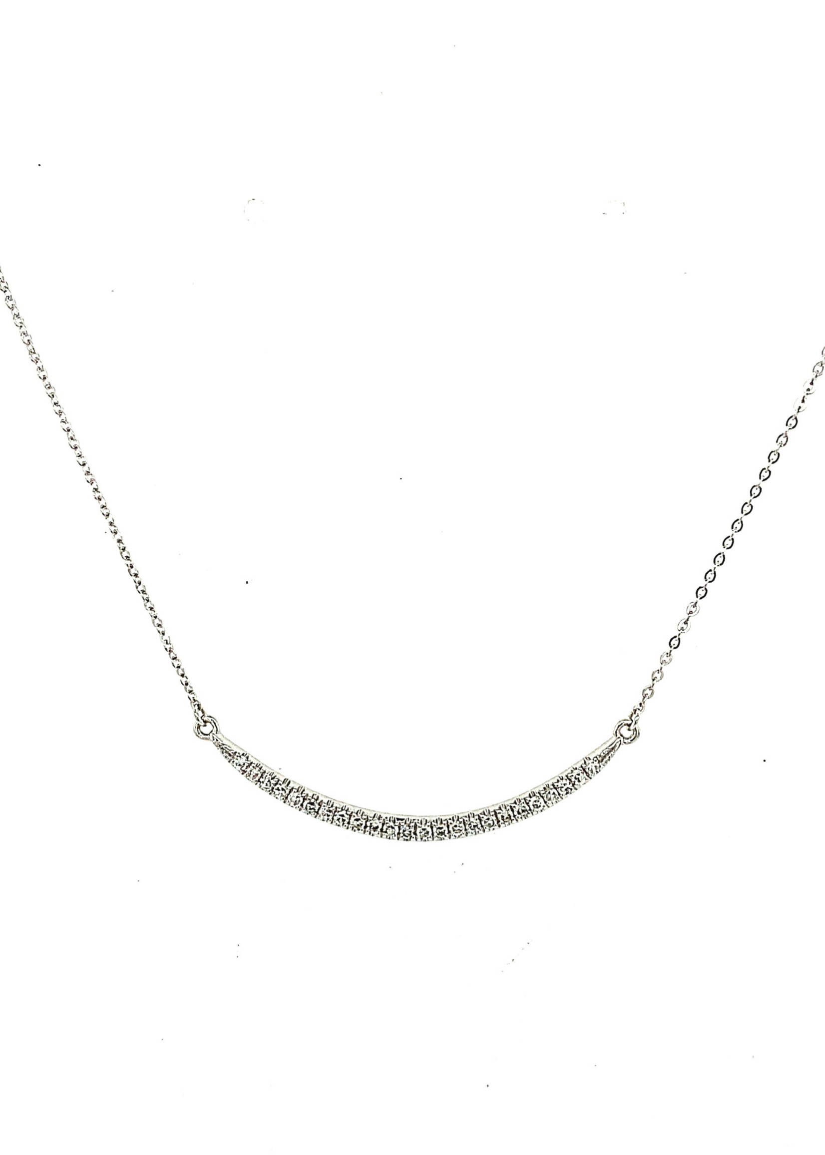 14K WHITE GOLD 0.14CTW DIAMOND CURVED BAR NECKLACE