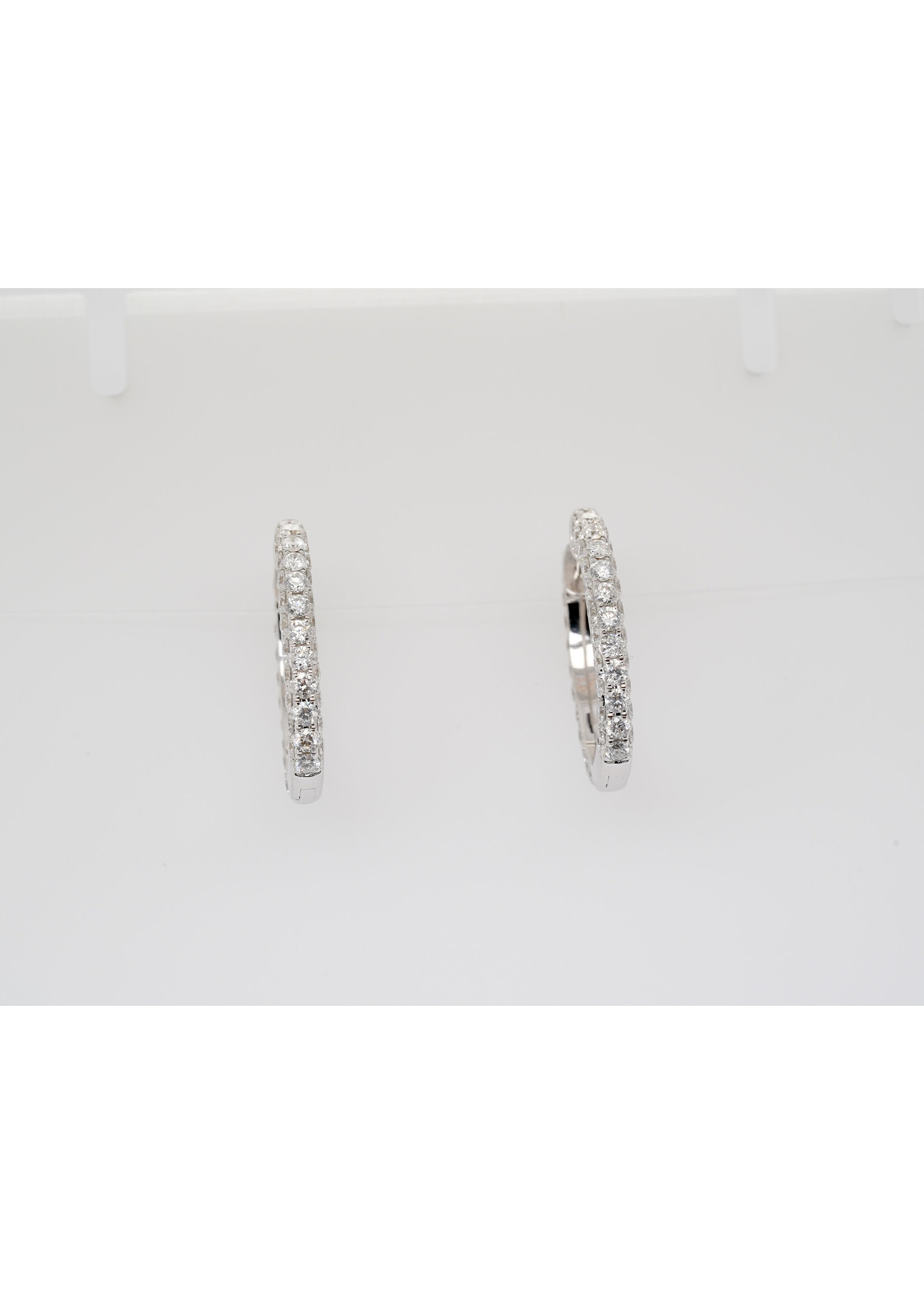 18KW 5.9g 3.79ctw Diamond Inside Out Hoop Earrings