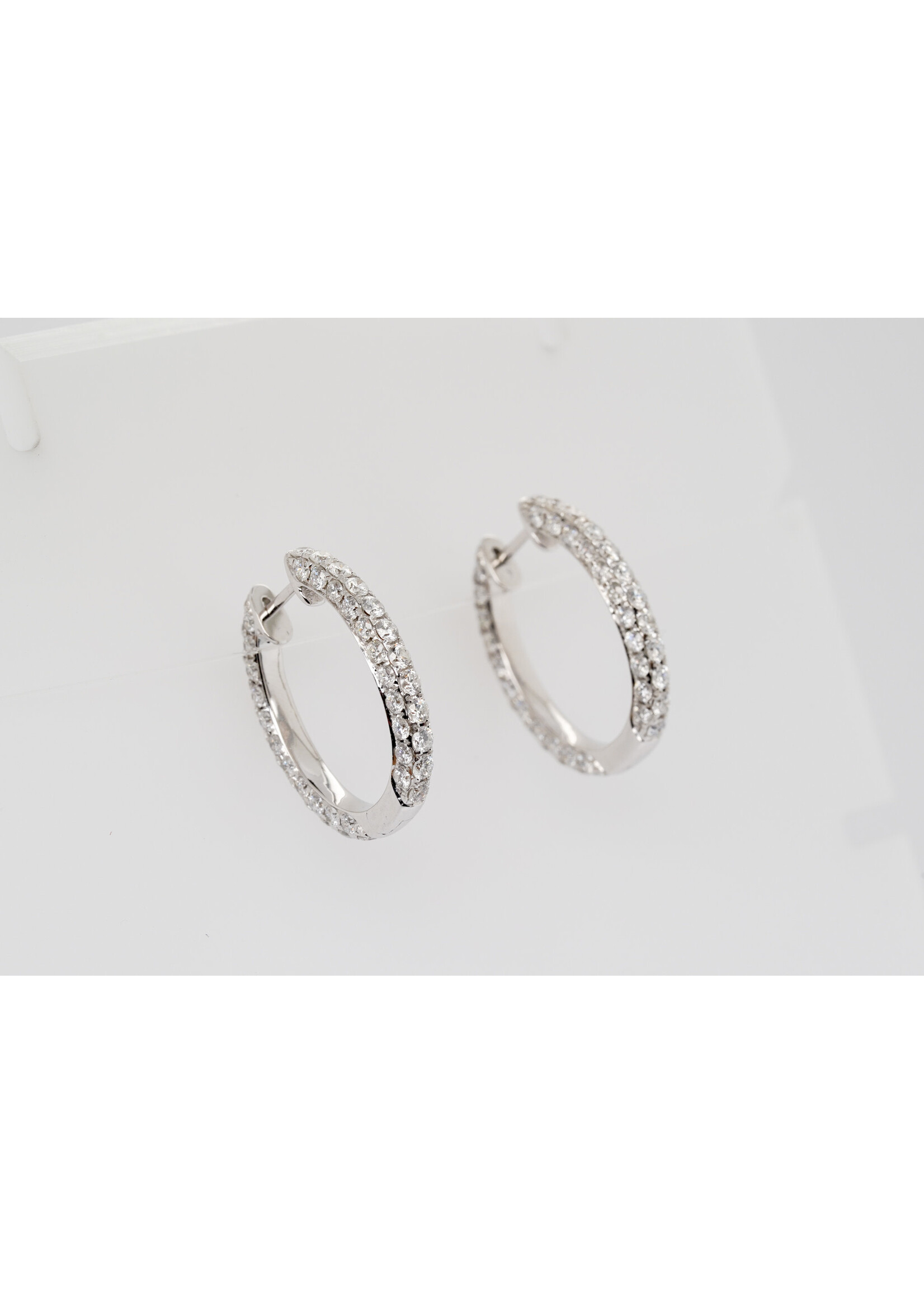18KW 5.9g 3.79ctw Diamond Inside Out Hoop Earrings