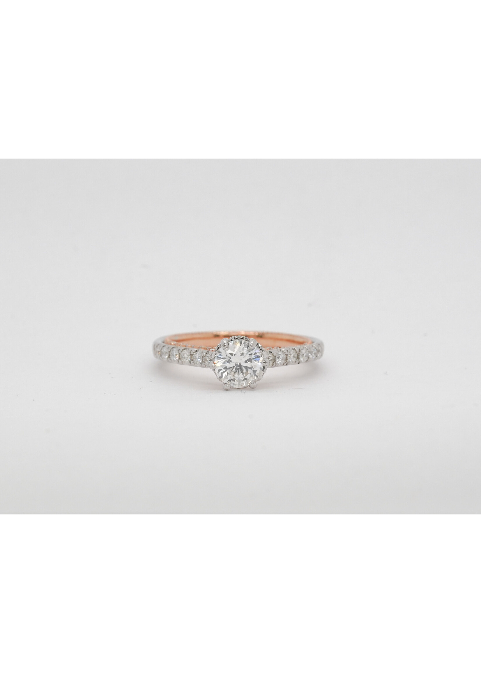 14K Two Tone 2.97g 1.11ctw (.70ctr) F/SI2 Round Diamond Engagement Ring (size 6)