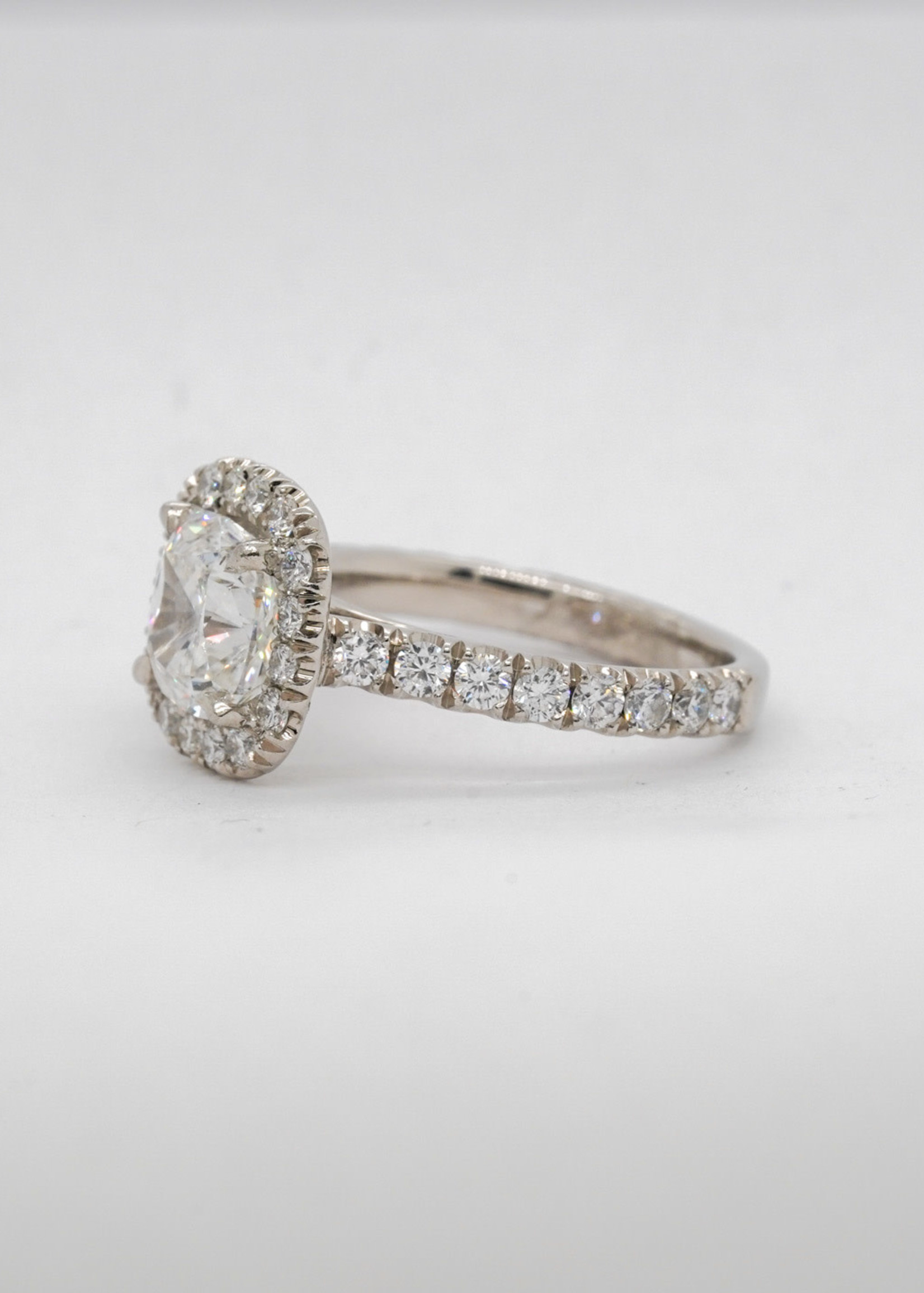 Platinum 5.92g 2.93ctw (2.01ctr) F/SI1 GIA Cushion Diamond Halo Engagement Ring (size 5)
