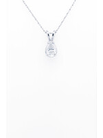 14KW 1.40g .53ct J/SI1 Pear Diamond Solitaire Necklace 18"