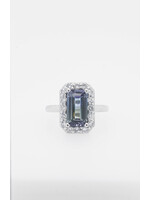 14KW 5.49g 3.30ctw (2.50ctr) Bi- Colored Tanzanite Halo Fashion Ring (size 6)