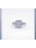 14KW 5.2g 1.95tw (.50ctr) J/SI1 Princess Cut Diamond Double Halo Vera Wang Engagement Ring (size 5)