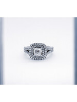 14KW 6.3g 2.55TW (1.05ctr) I/SI1 Cushion Diamond Double Halo Vera Wang Engagement Ring (size 5)