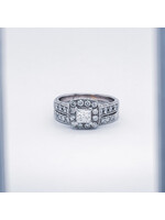 14KW 7.08g 1.25ctw (.50ctr) H/I1 Princess Cut Diamond Halo Wedding Set (size 6.75)