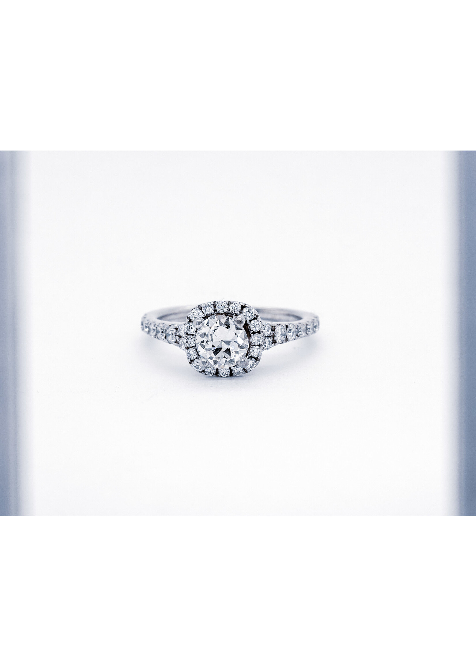 14KW 3.36g 1.28ctw (.78ctr) H/SI1 Old European Diamond Halo Engagement Ring (size 4.75)