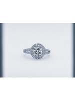 14KW 3.66g 1.55TW (.85ctr) J/VS2 Old European Diamond Double Halo Engagement Ring (size 6)