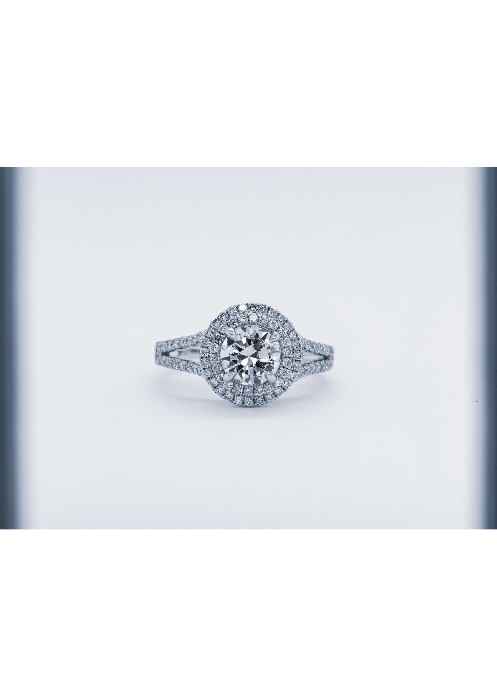 14KW 3.66g 1.55TW (.85ctr) J/VS2 Old European Diamond Double Halo Engagement Ring (size 6)