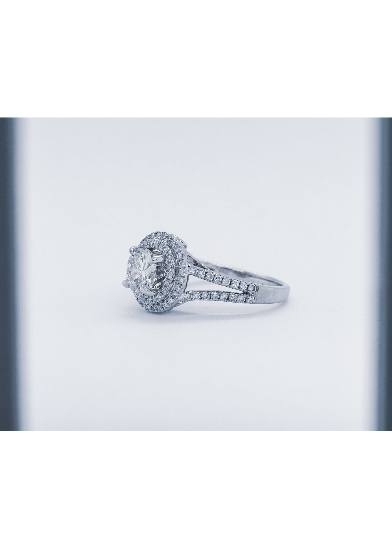 14KW 3.66g 1.55TW (.85ctr) J/VS2 Old European Diamond Double Halo Engagement Ring (size 6)