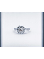 14KW 3.54g 2.00CTW (.85ctr) L/VS2 Old European Cut Diamond Halo Engagement Ring (size 7)