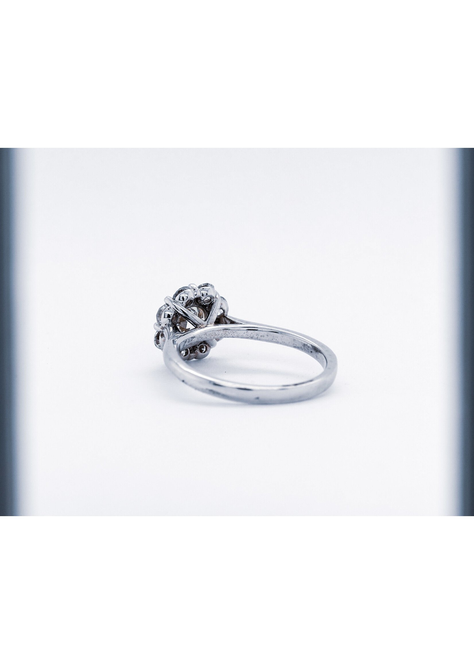 14KW 3.54g 2.00CTW (.85ctr) L/VS2 Old European Cut Diamond Halo Engagement Ring (size 7)