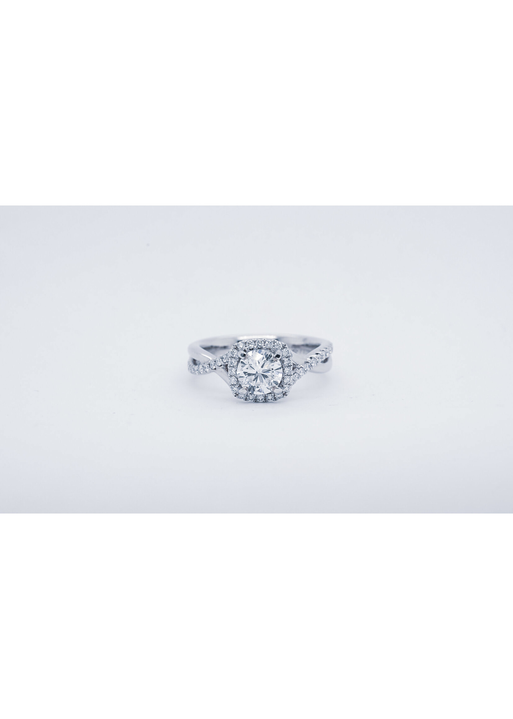 14KW 5.81g 1.41ctw ( 1.01ctr) F/SI2 Round Diamond Halo Engagement Ring (size 6.25)
