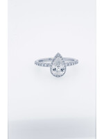 14KW 2.68g 1.34ctw (1.00ctr) J/I1 Pear Diamond Halo Engagement Ring (size 6.5)