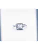 18KW 4.2g 1.28tw (.78ctr) I/VS2 Princess Cut Diamond Halo Engagement Ring (size 5.75)