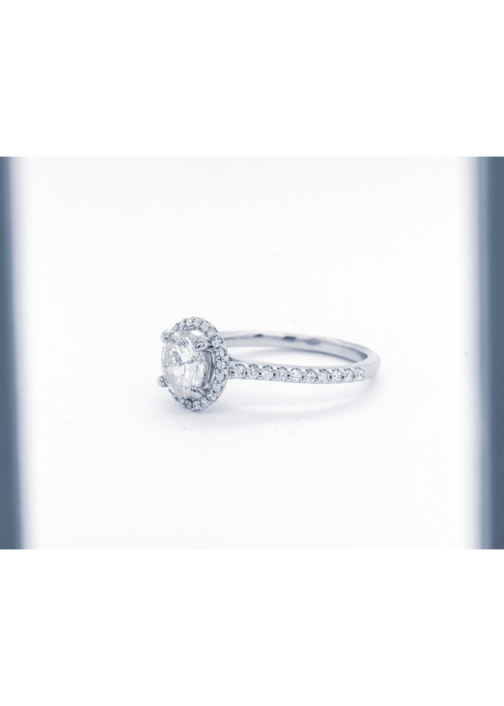 14KW 3.9g 1.71ctw (1.23ctr) JK/I1 Round Diamond Halo Engagement Ring (size 7)