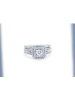 14KW 6.19g 1.30TW (.33ctr) H/VS2 Diamond Halo Engagement Ring (size 5)
