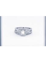 14KW 6.2g 1.50TW (.50ctr) G/VS2 Vera Wang Emerald Cut Diamond Halo Wedding Set (size 5.5)