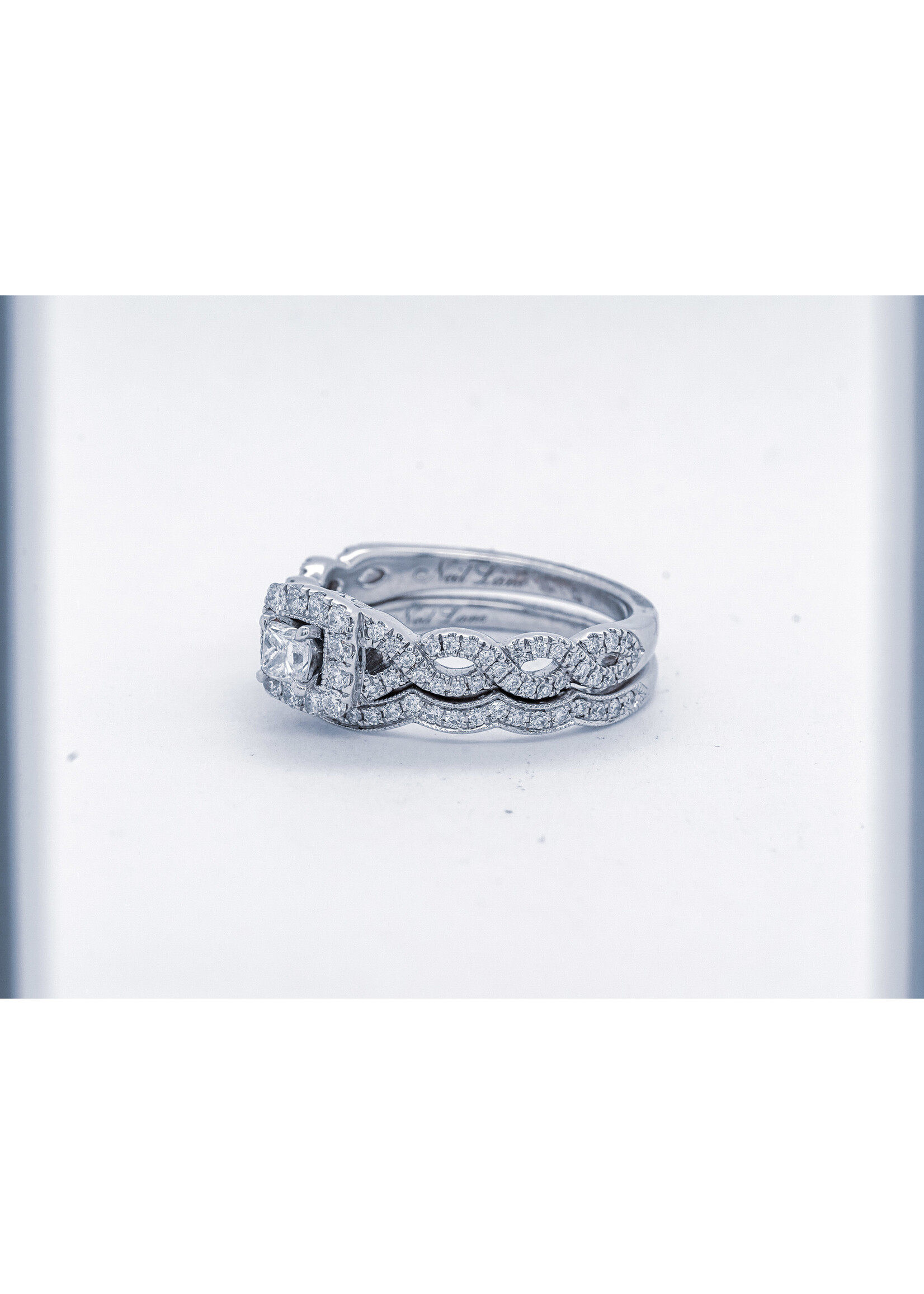 14KW 7.54g 1.25TW (.33ctr) G/SI2 Neil Lane Princess Cut Diamond Halo Wedding Set (size 7.75)