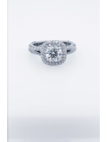 14KW 5.42g 2.58ctw (1.20ctr) K/VS2 Round Diamond Halo Engagement Ring (size 6)