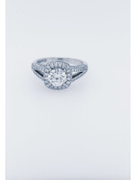 14KW 4.54g 2.31ctw (1.05ctr) E/SI1 Round Diamond James Kirk Halo Engagement Ring (size 6)