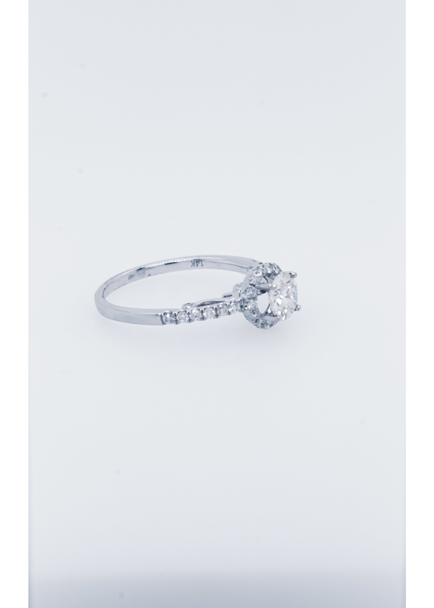 14KW 2.49g 1.18ctw (.70ctr) J/VS2 Old European Cut Diamond Halo Engagement Ring (size 6.5)
