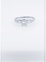 Platinum 4.03g 1.03ctw (.73ctr) H/VS2 Emerald Diamond and Baguette Engagement Ring (size 8.5)