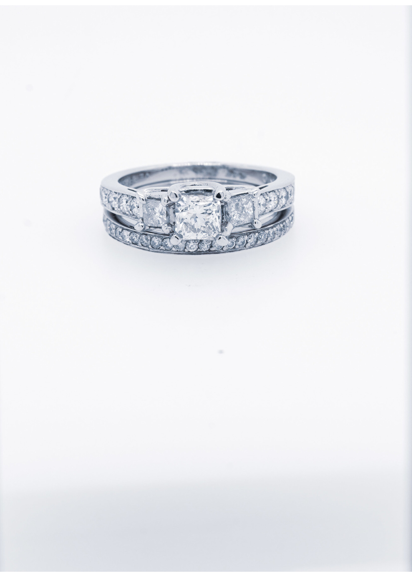 14/18KW 6.9g 1.70ctw (.80ctr) H/SI2 Radiant Diamond Verragio Wedding Set (size 6)