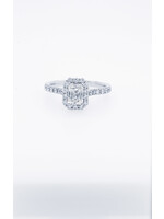 18KW 3.4g 1.46ctw (0.99ctr) J/SI1 Criss Cut Diamond Halo Engagement Ring (size 6.75)