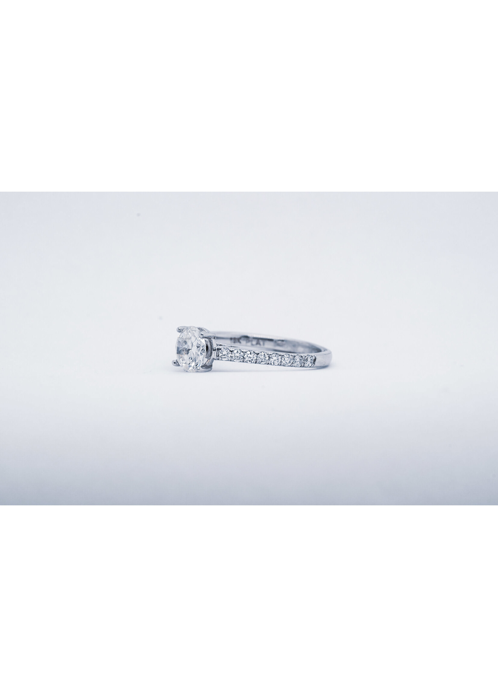 AITT-18KW 3.81g 1.36ctw (.96ctr) H/SI2 Old European Cut Round Diamond Engagement Ring (size 6.75)