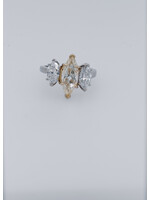14KW/18KY 4.22g 2.90ctw (1.60ctr) FLY/SI2 3-Stone Marquise Diamond Engagement Ring (size 5.5)