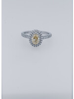 14KW 3.58g 1.34ctw (.73ctr) FY/SI1 GIA Oval Diamond Halo Engagement Ring (size 6.75)