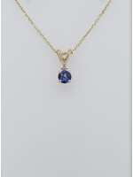 14KY 2.3g .38ctw Ceylon Sapphire & Diamond Necklace 16-18"