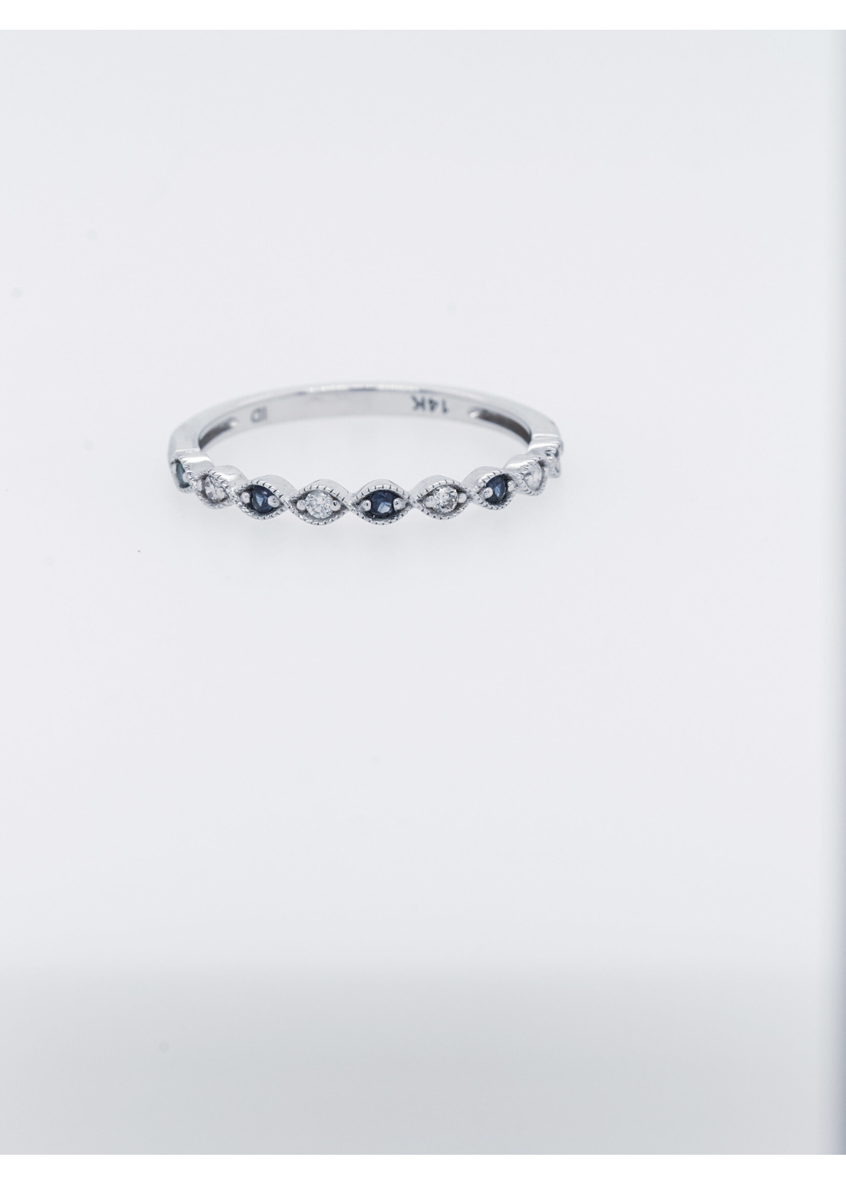 14KW 1.5g .18ctw Diamond & Sapphire Stackable Band (size 7)