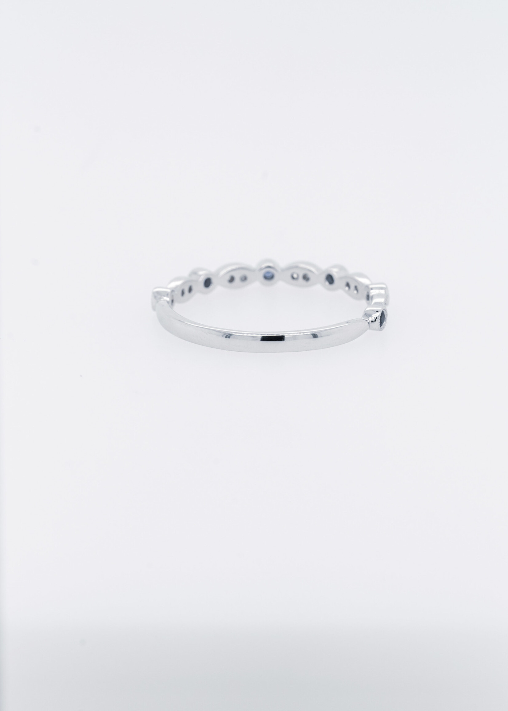 14KW 1.3g 0.10ctw Diamond 0.12ctw Sapphire Stackable Band (size 7)