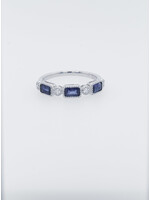 18KW 2.6g .12ctw Diamond 1.01ctw Sapphire Stackable Band (size 6.5)