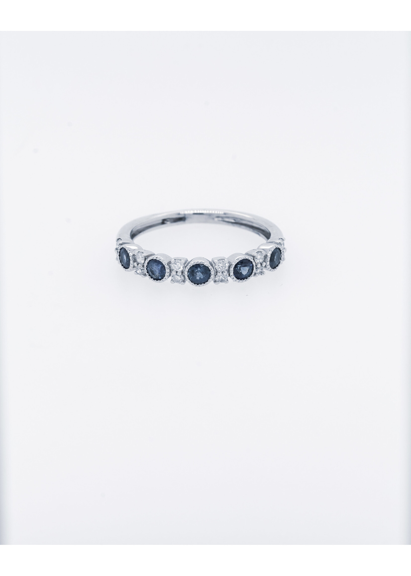 14KW 2.00g .16ctw Diamond .45ctw Blue Sapphire Stackable Band (size 5.5)