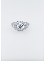 Platinum 4.00g 2.03ctw (1.60ctr) J/SI1 Old Mine Cut Diamond Vintage Ring (size 8)