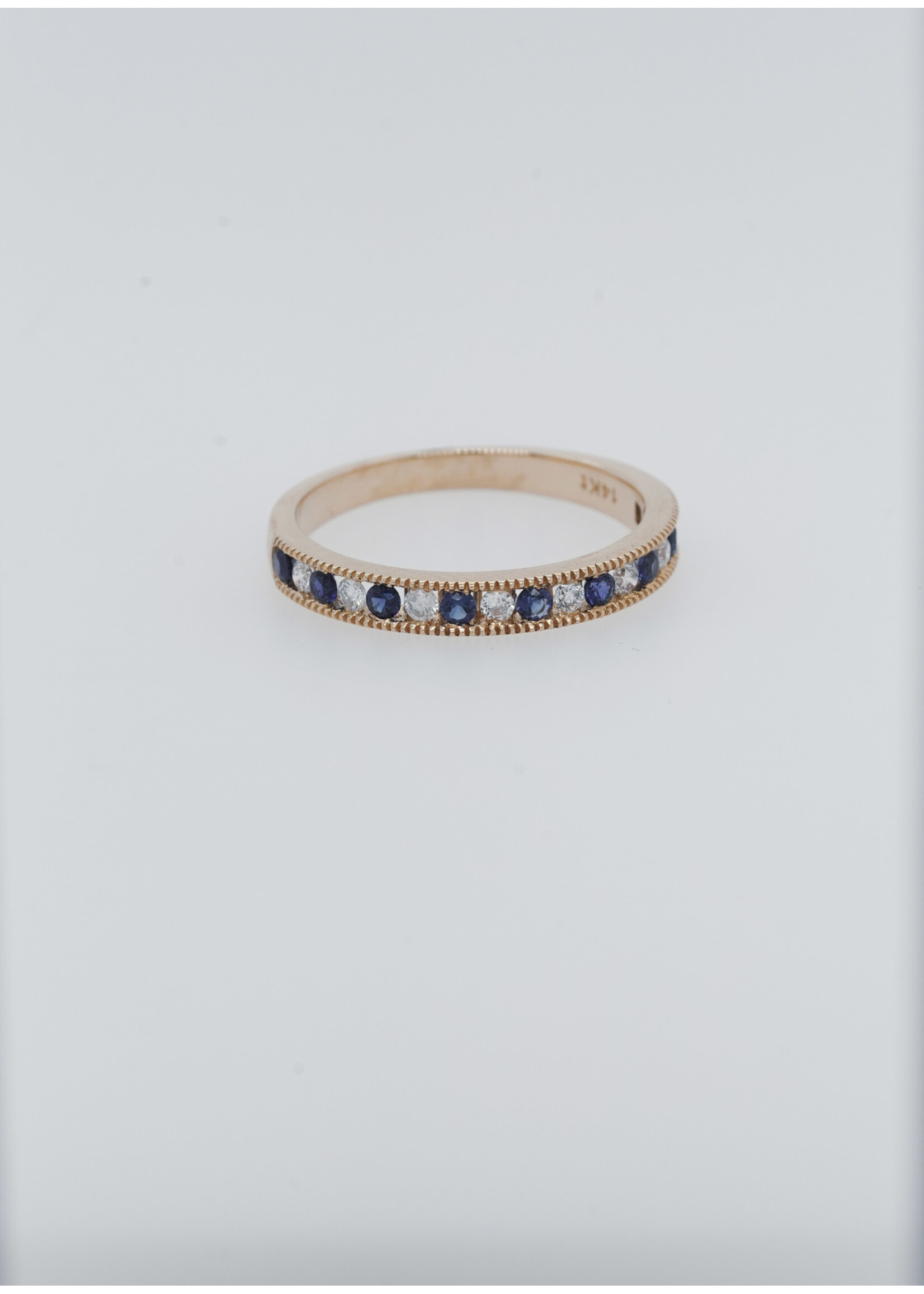 14KY 2.2g .20ctw Diamond .30ctw Sapphire Stackable Band (7.25)
