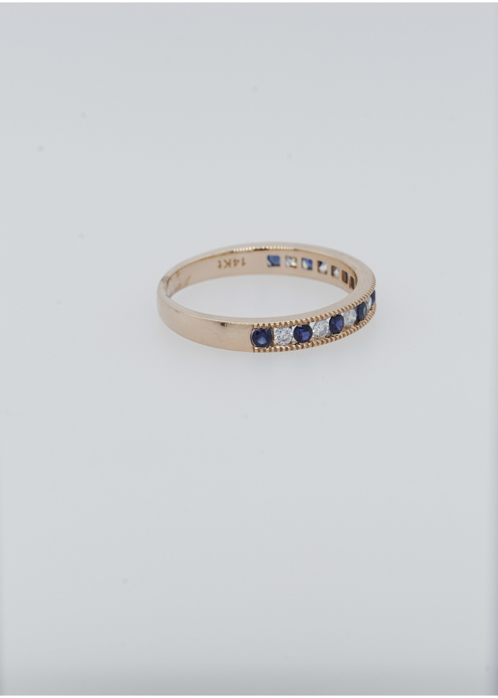 14KY 2.2g .20ctw Diamond .30ctw Sapphire Stackable Band (7.25)