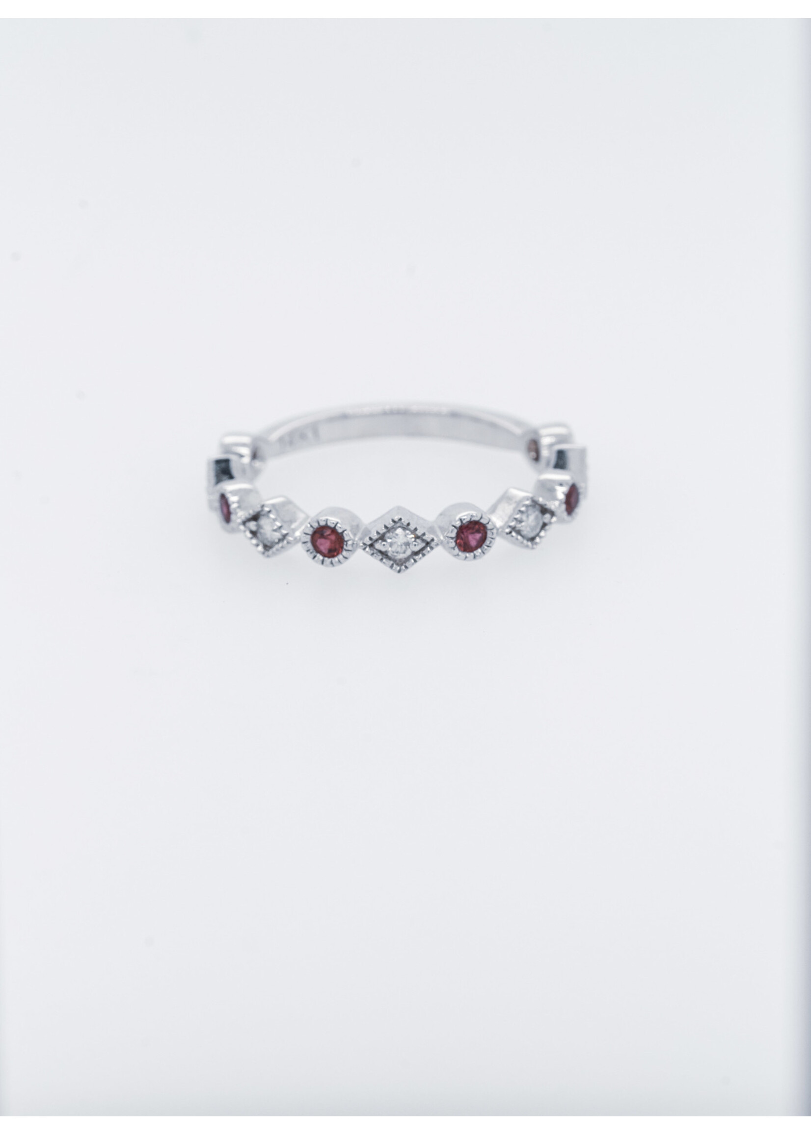 VLE-14KW 2.3g 2.4g .14ctw Diamond .22ctw Ruby Stackable Band (size 7)