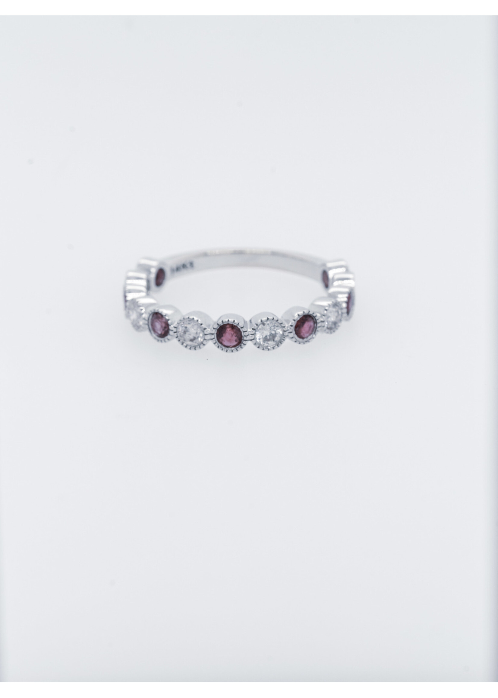 14KW 2.2g .38tw Diamond .50tw Ruby Stackable Band (size 7)